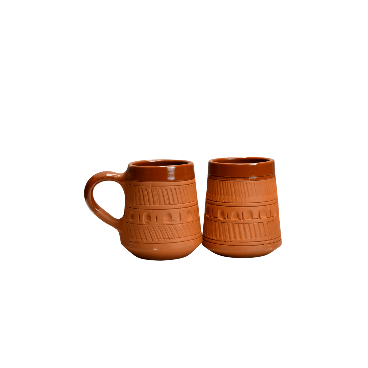 Sowpeace Traditional Terracotta Coffee Mugs (Set of 2) | Handcrafted Rustic Brown Tea & Coffee Cups for Gifting & Daily Use - Sowpeace - 