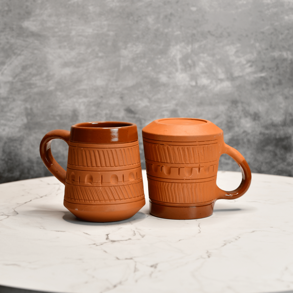 Sowpeace Traditional Terracotta Coffee Mugs (Set of 2) | Handcrafted Rustic Brown Tea & Coffee Cups for Gifting & Daily Use - Sowpeace - 