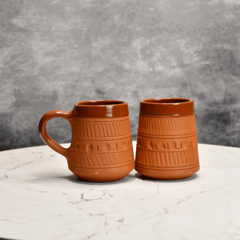Sowpeace Traditional Terracotta Coffee Mugs (Set of 2) | Handcrafted Rustic Brown Tea & Coffee Cups for Gifting & Daily Use – view 1