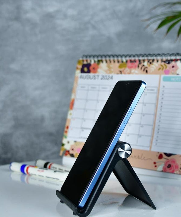 Sowpeace Trendy Adjustable Silver Tablet Stand with Black Hinges — main view