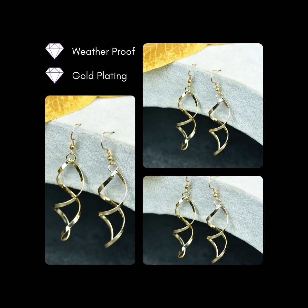 Sowpeace Twisted Gold Stainless Steel Earring Threads | Elegant One‑Size Lightweight Jewelry for Women & Daily Wear - Sowpeace - 