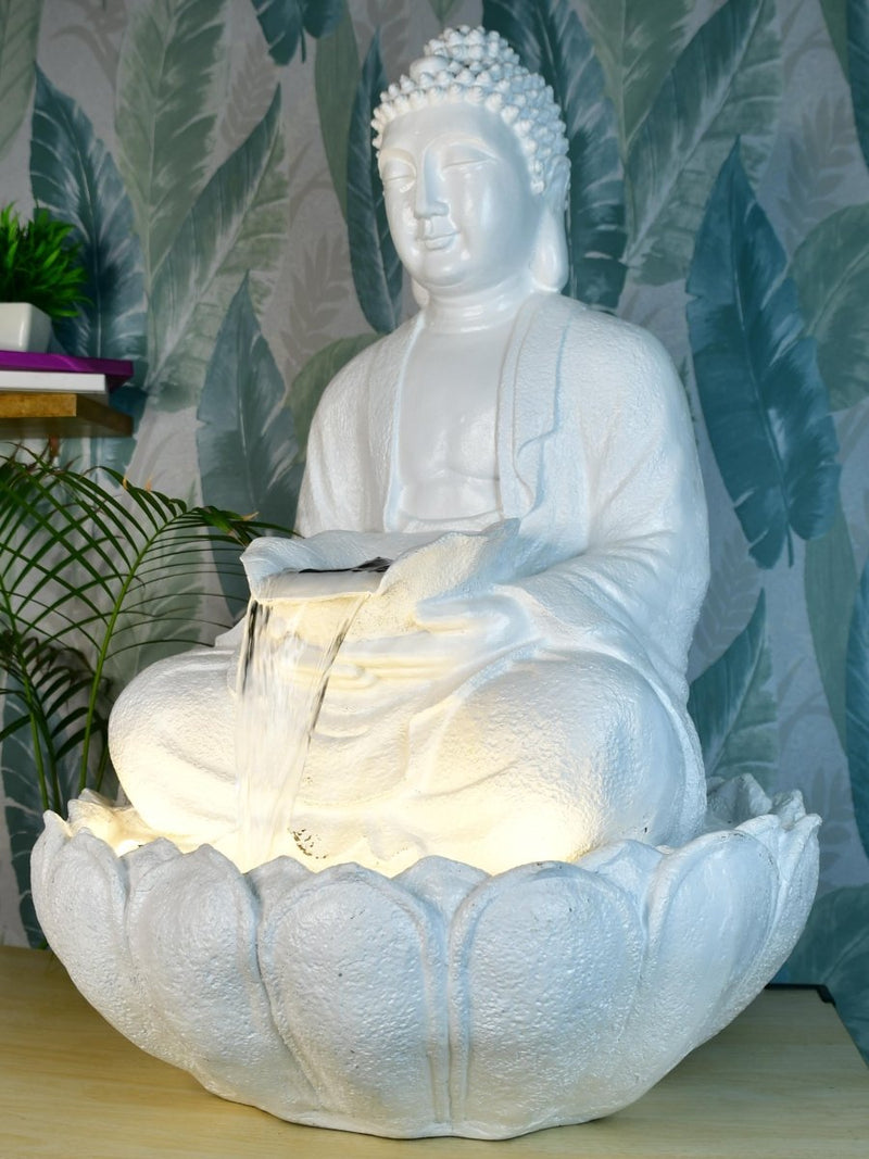 Sowpeace White Buddha Water Fountain – Elegant Buddha Sitting Waterfall for Tranquil Home Decor & Gifts – view 1