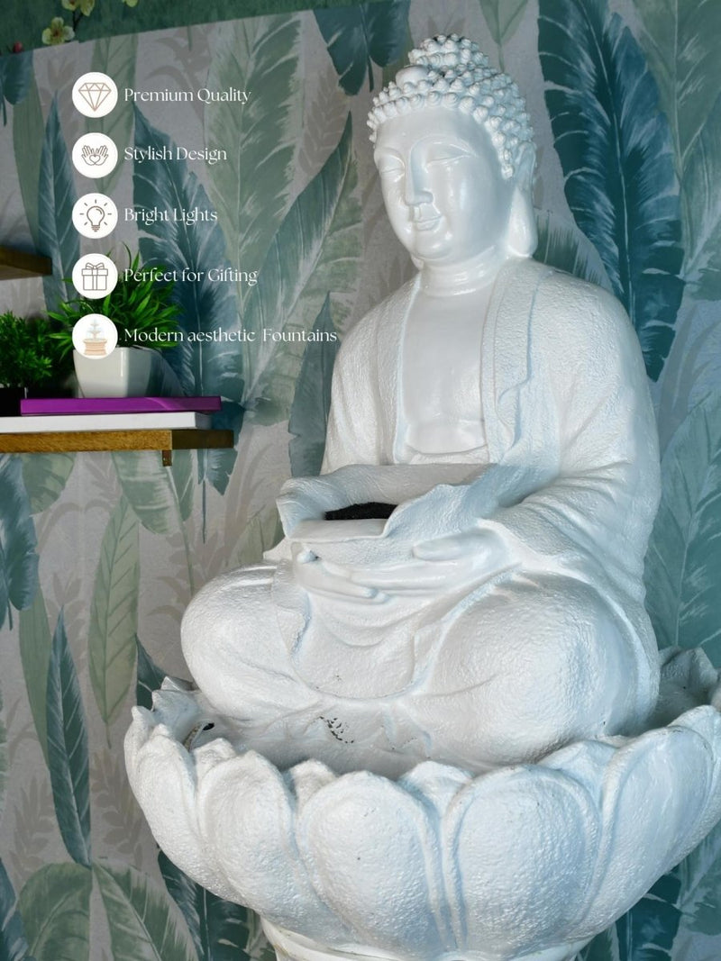 Sowpeace White Buddha Water Fountain – Elegant Buddha Sitting Waterfall for Tranquil Home Decor & Gifts – view 6