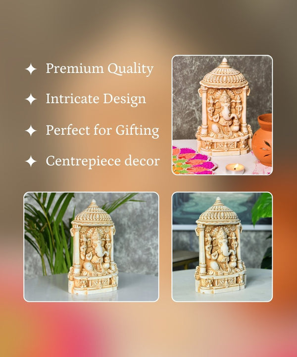 Sowpeace White Ganesh Terracotta Tabletop Art Decor — image 3