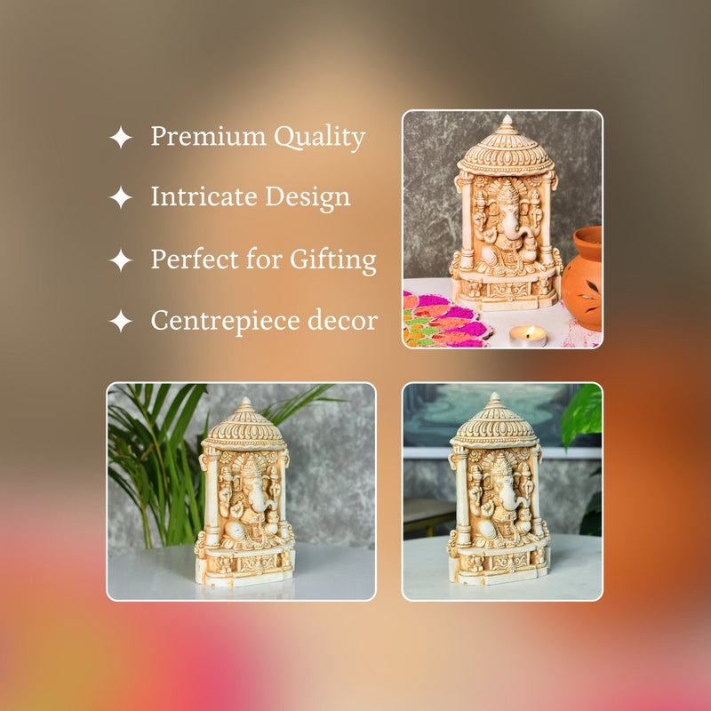 Sowpeace White Ganesh Terracotta Tabletop Art Decor – view 3