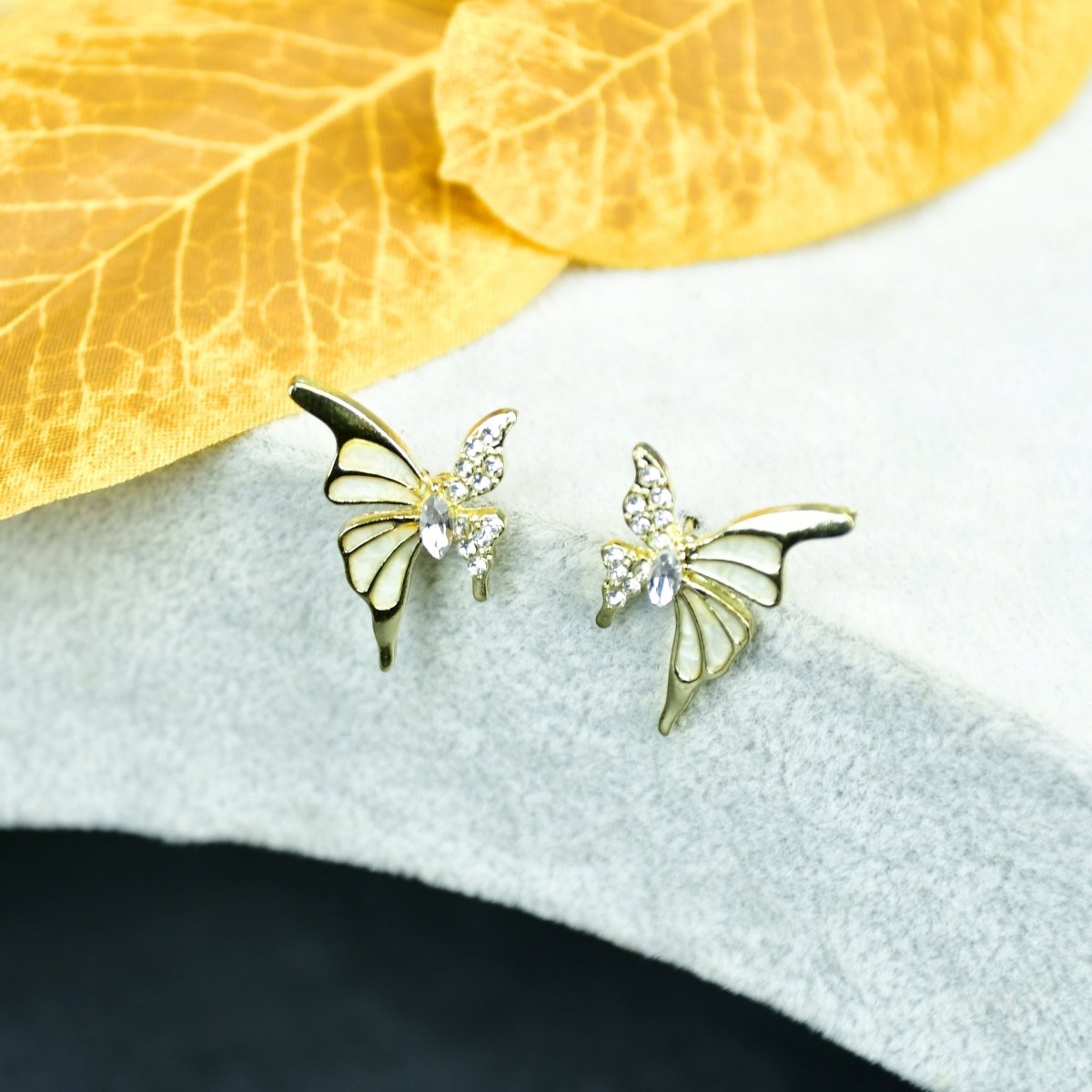 Sowpeace White Gold Stainless Steel Butterfly Earrings | Elegant One‑Size Lightweight Jewelry for Women & Daily Wear - Sowpeace - 