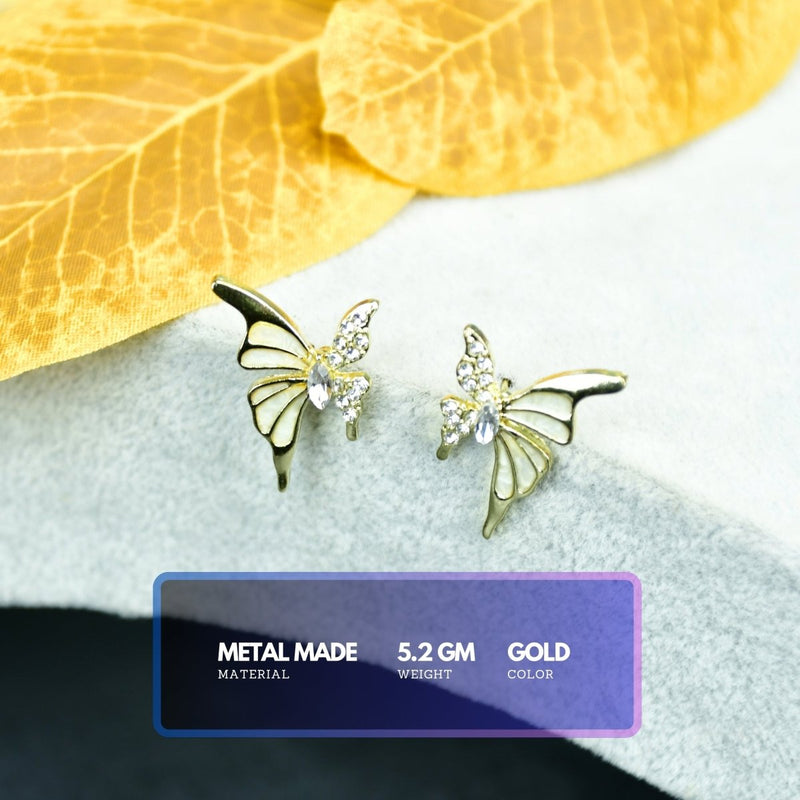 Sowpeace White Gold Stainless Steel Butterfly Earrings | Elegant One‑Size Lightweight Jewelry for Women & Daily Wear – view 3