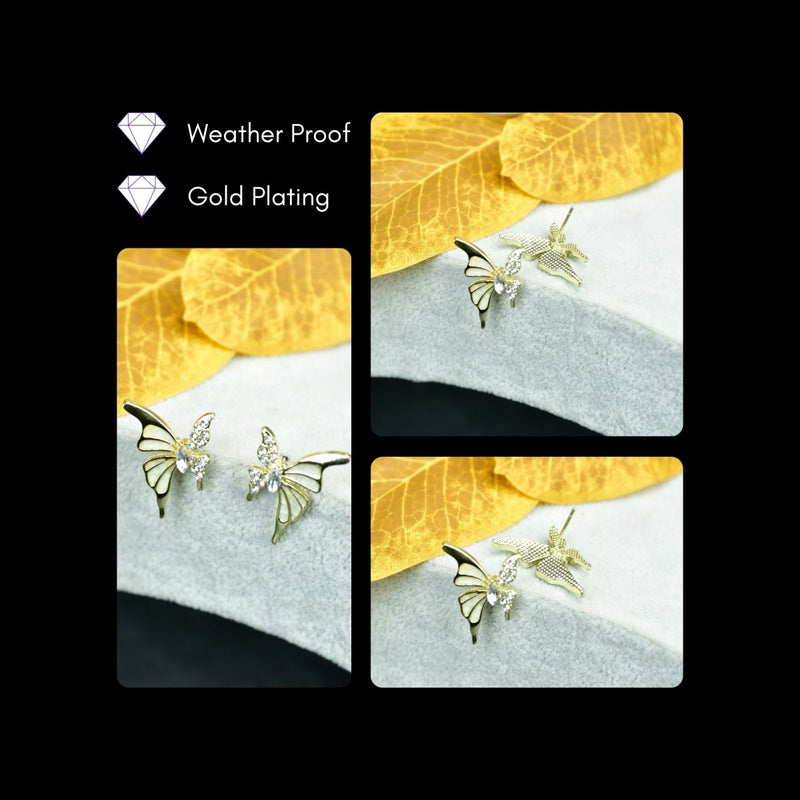 Sowpeace White Gold Stainless Steel Butterfly Earrings | Elegant One‑Size Lightweight Jewelry for Women & Daily Wear – view 4