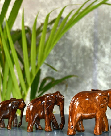 Sowpeace Wooden Descending Elephant Set of 3: Artisan Tabletop Decor — alternate view