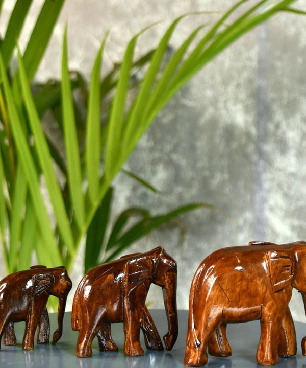 Sowpeace Wooden Descending Elephant Set of 3: Artisan Tabletop Decor — image 2