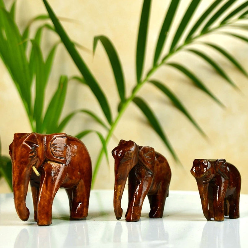 Sowpeace Wooden Descending Elephant Set of 3: Artisan Tabletop Decor – view 1