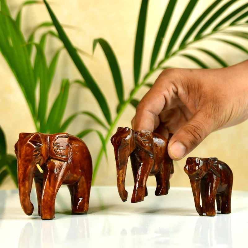 Sowpeace Wooden Descending Elephant Set of 3: Artisan Tabletop Decor – view 6