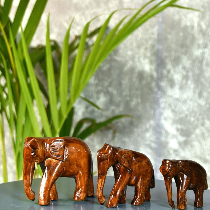 Sowpeace Wooden Descending Elephant Set of 3: Artisan Tabletop Decor – view 5