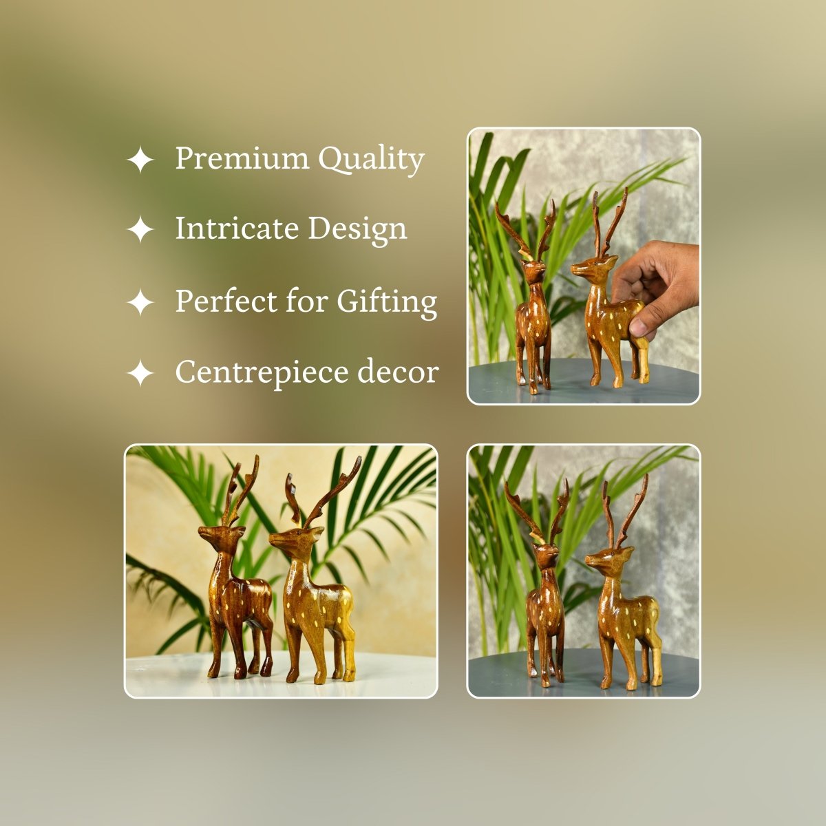 Sowpeace Wooden Dotted Deer: Small Artisan Decor - Tabletop - Sowpeace - Animal - New Arrivals