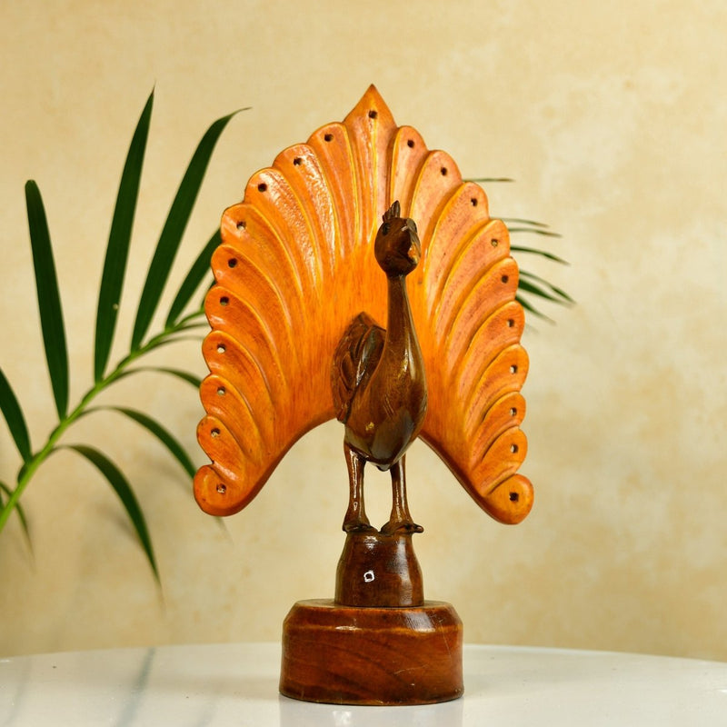 Sowpeace Wooden Peacock: Artisan Bicolor Tabletop Decor – view 5