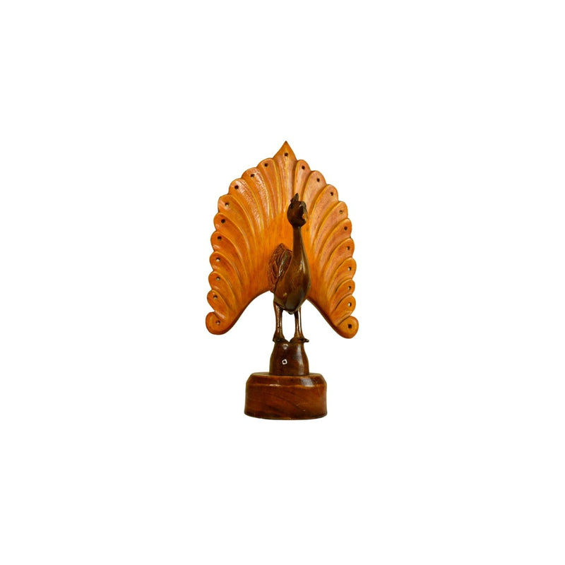 Sowpeace Wooden Peacock: Artisan Bicolor Tabletop Decor – view 7