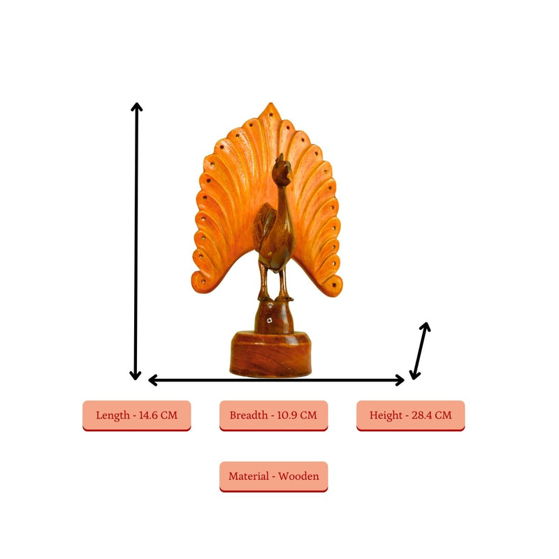Sowpeace Wooden Peacock: Artisan Bicolor Tabletop Decor – view 4