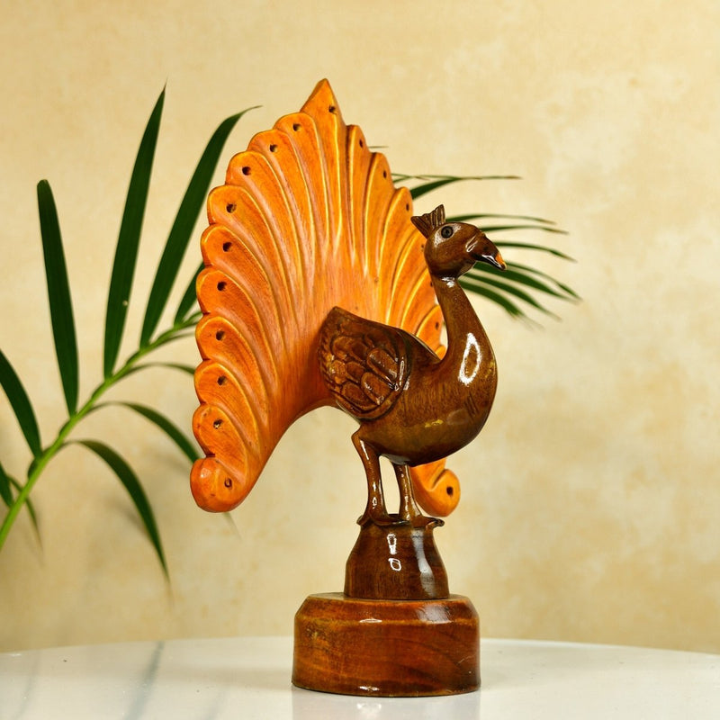 Sowpeace Wooden Peacock: Artisan Bicolor Tabletop Decor – view 6