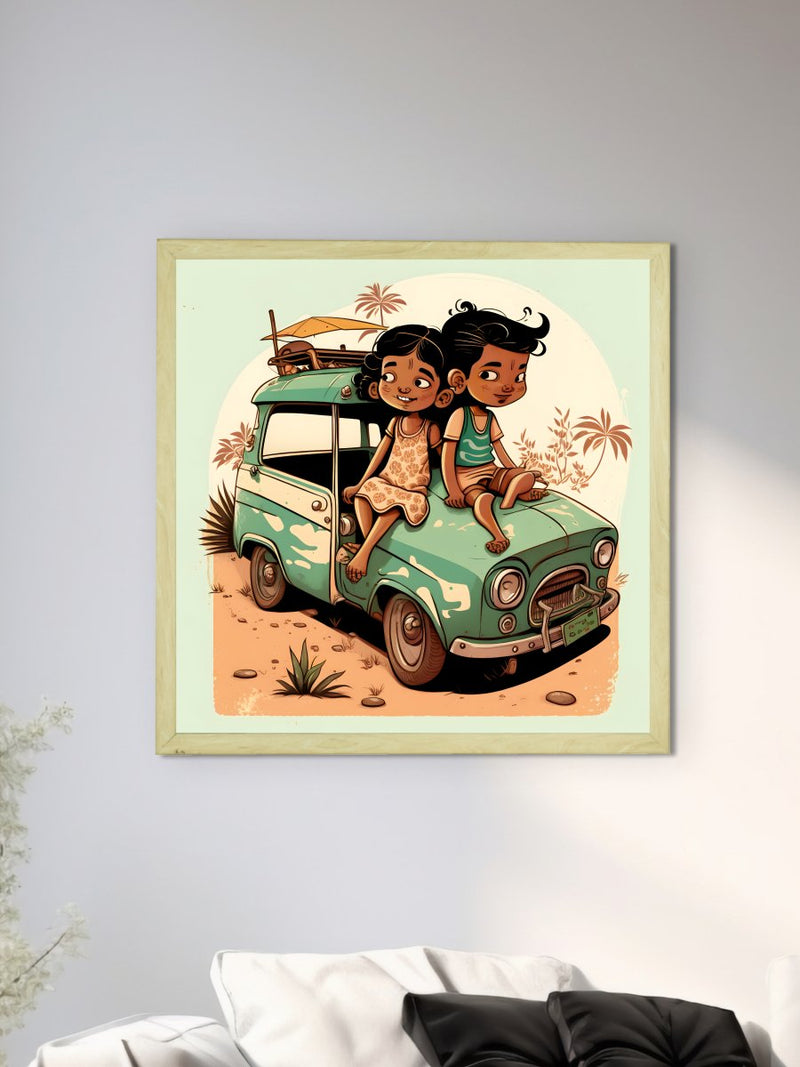 Sowpeace's Handcrafted Indian Village Cartoon Wall Art – Premium Canvas Decor Inspired by Traditional Artforms – view 4