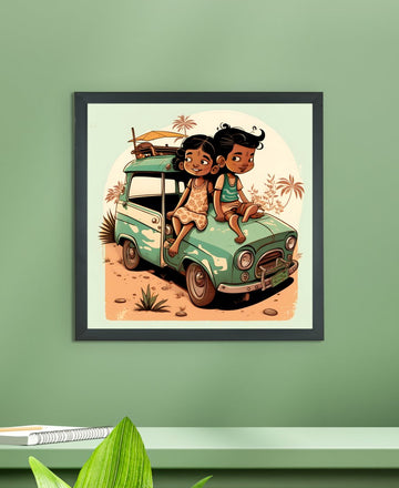 Sowpeace's Handcrafted Indian Village Cartoon Wall Art – Premium Canvas Decor Inspired by Traditional Artforms — alternate view