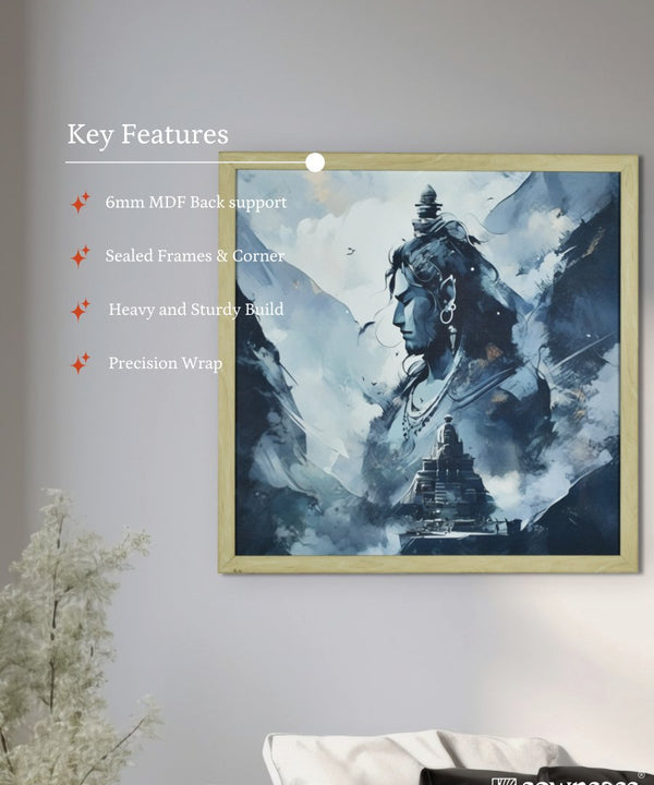 Sowpeace's Handcrafted Masterpiece Lord Shiva Art – Premium Indian-Inspired Canvas Wall Print for Spiritual and Elegant Home Decor — image 5