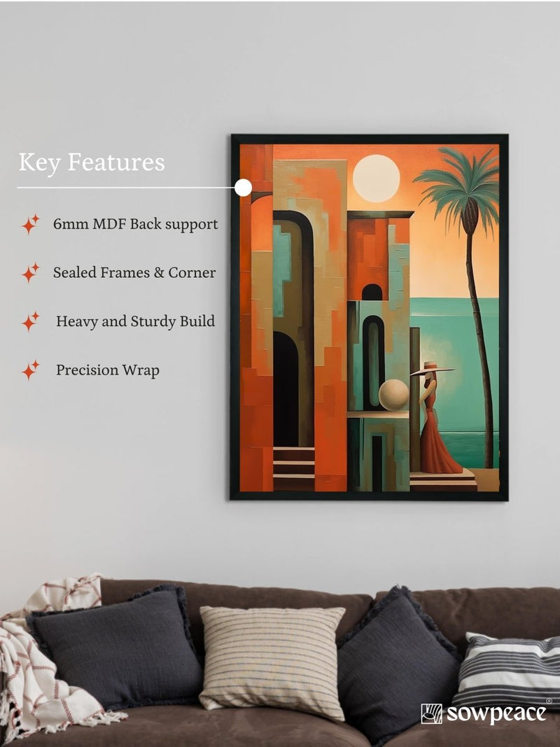 Sowpeace's Handcrafted Premium Boho Sunny Day Art with Frame – Indian-Inspired Canvas Print for Modern and Artistic Home Decor – view 6
