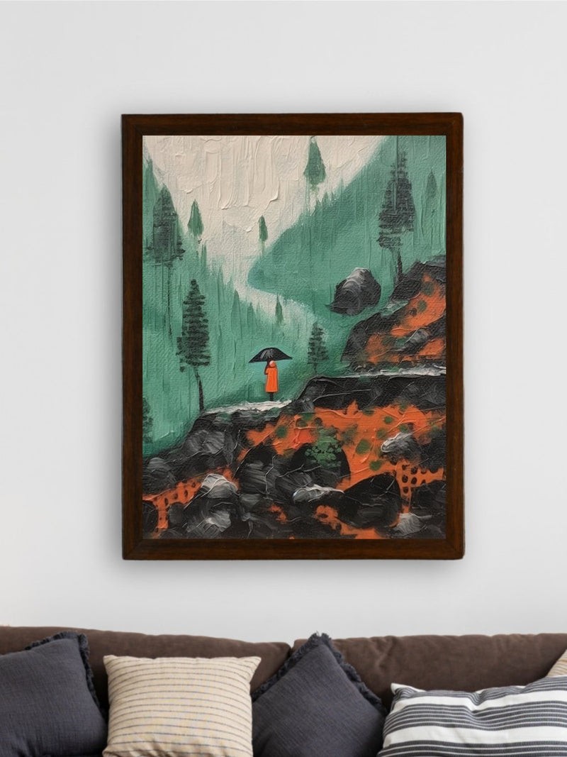 Sowpeace's Handcrafted Vaishno Devi Nordic Rain Abstract Art – Premium Indian-Inspired Canvas Print for Elegant Home Decor – view 3