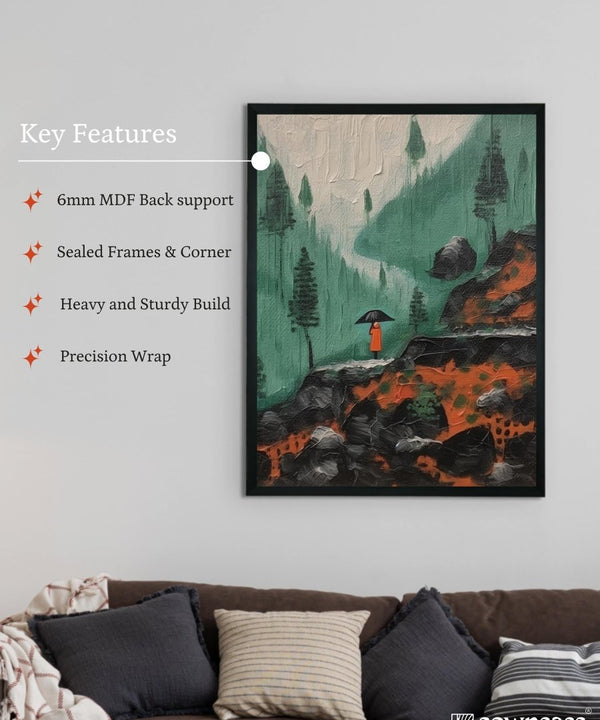 Sowpeace's Handcrafted Vaishno Devi Nordic Rain Abstract Art – Premium Indian-Inspired Canvas Print for Elegant Home Decor — image 6