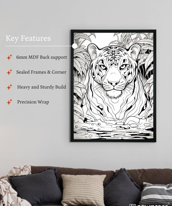 Stripes of Serenity: Sowpeace Handcrafted Tiger Wall Art – Premium Indian-Inspired Canvas Print for Elegant Home Decor — image 6