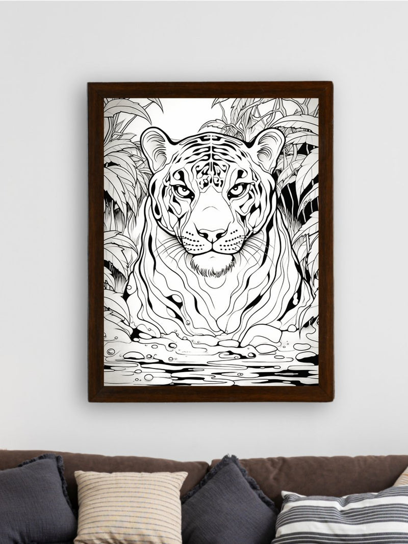 Stripes of Serenity: Sowpeace Handcrafted Tiger Wall Art – Premium Indian-Inspired Canvas Print for Elegant Home Decor – view 3