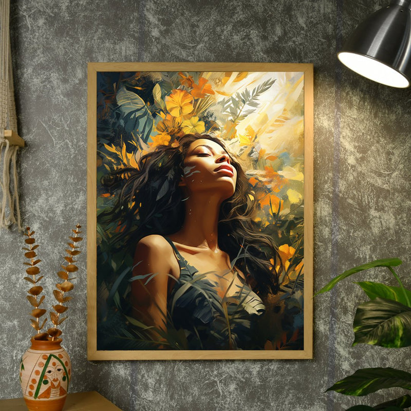 Sowpeace Serenity: Handcrafted Sunlit Forest with Radiant Girl – Premium Canvas Art for Elegant Home Decoration – view 4