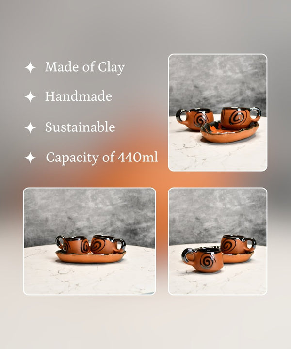 Terracotta Floral Cup Set: Artistic Home Decor and Kitchenware — image 3