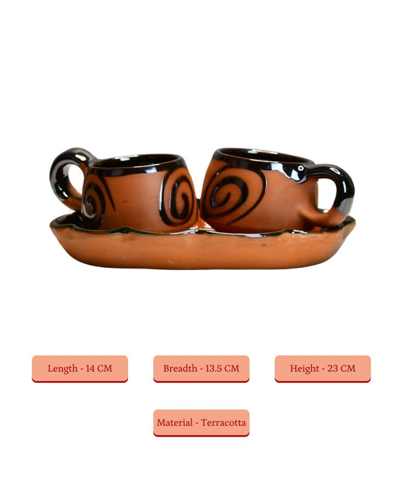 Terracotta Floral Cup Set: Artistic Home Decor and Kitchenware — image 5