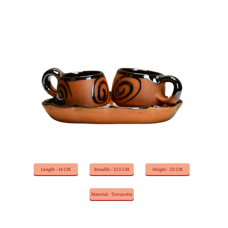 Terracotta Floral Cup Set: Artistic Home Decor and Kitchenware – view 5