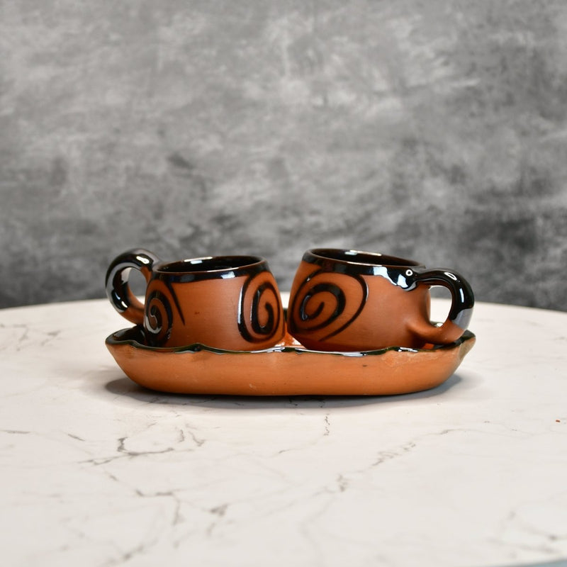 Terracotta Floral Cup Set: Artistic Home Decor and Kitchenware – view 1
