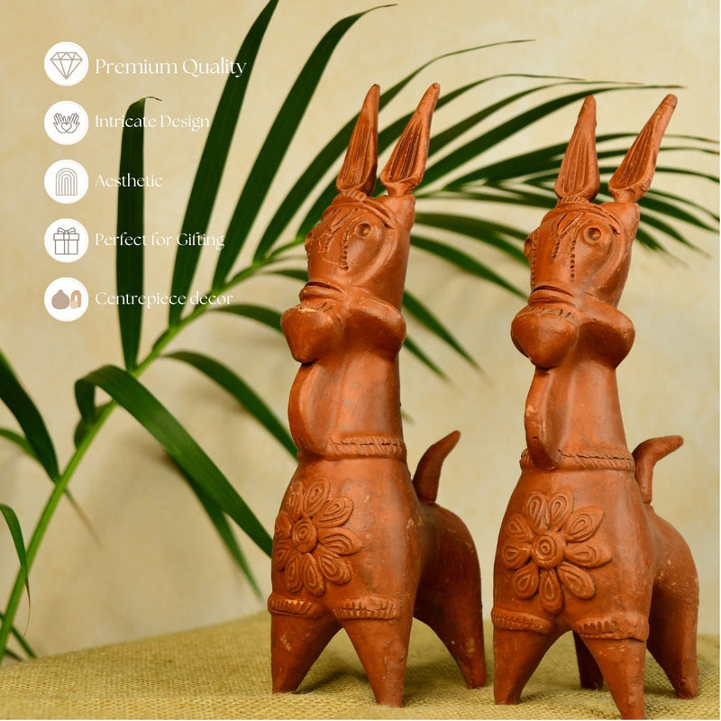 Terracotta Horse: Artisan-Made Tabletop Home Decor Accent – view 5
