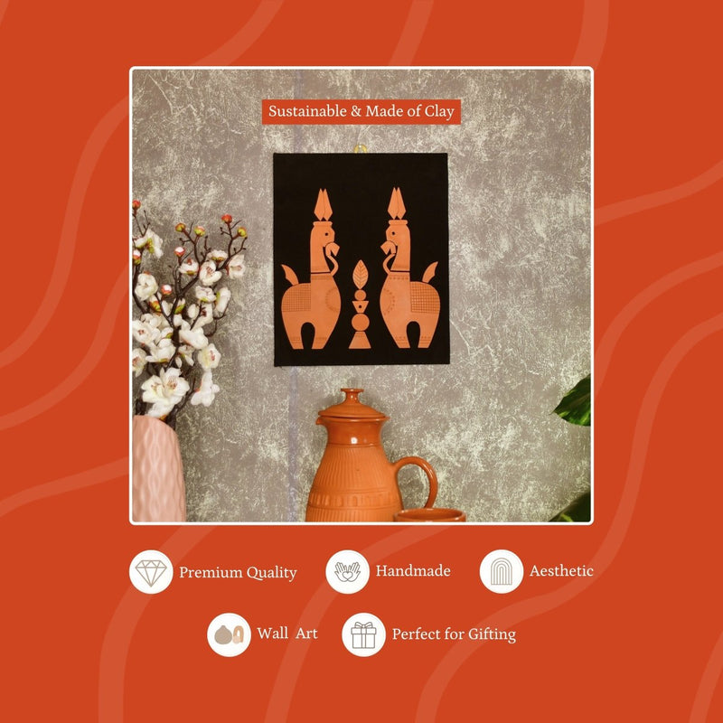 Terracotta Horse Wall Art: Artisan Home Decor – view 3