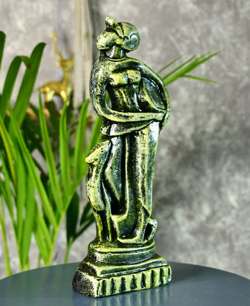Terracotta Lady with Deer: Artisan Tabletop Home Decor — alternate view