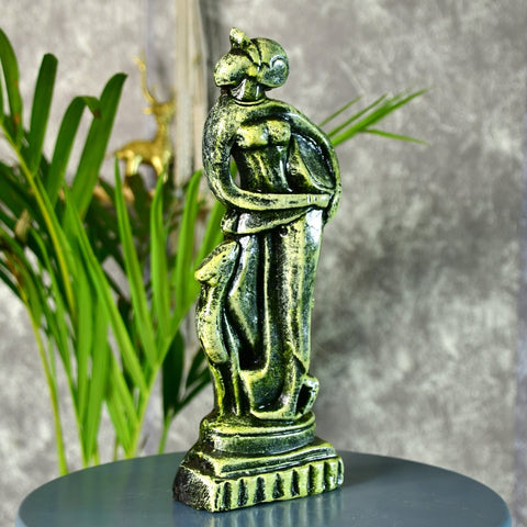 Terracotta Lady with Deer: Artisan Tabletop Home Decor