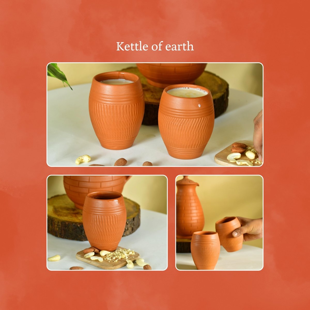 Terracotta Lassi Mug Set: Artisanal Elegance, Functional Design. - Utensils - Sowpeace - glasses - New Arrivals