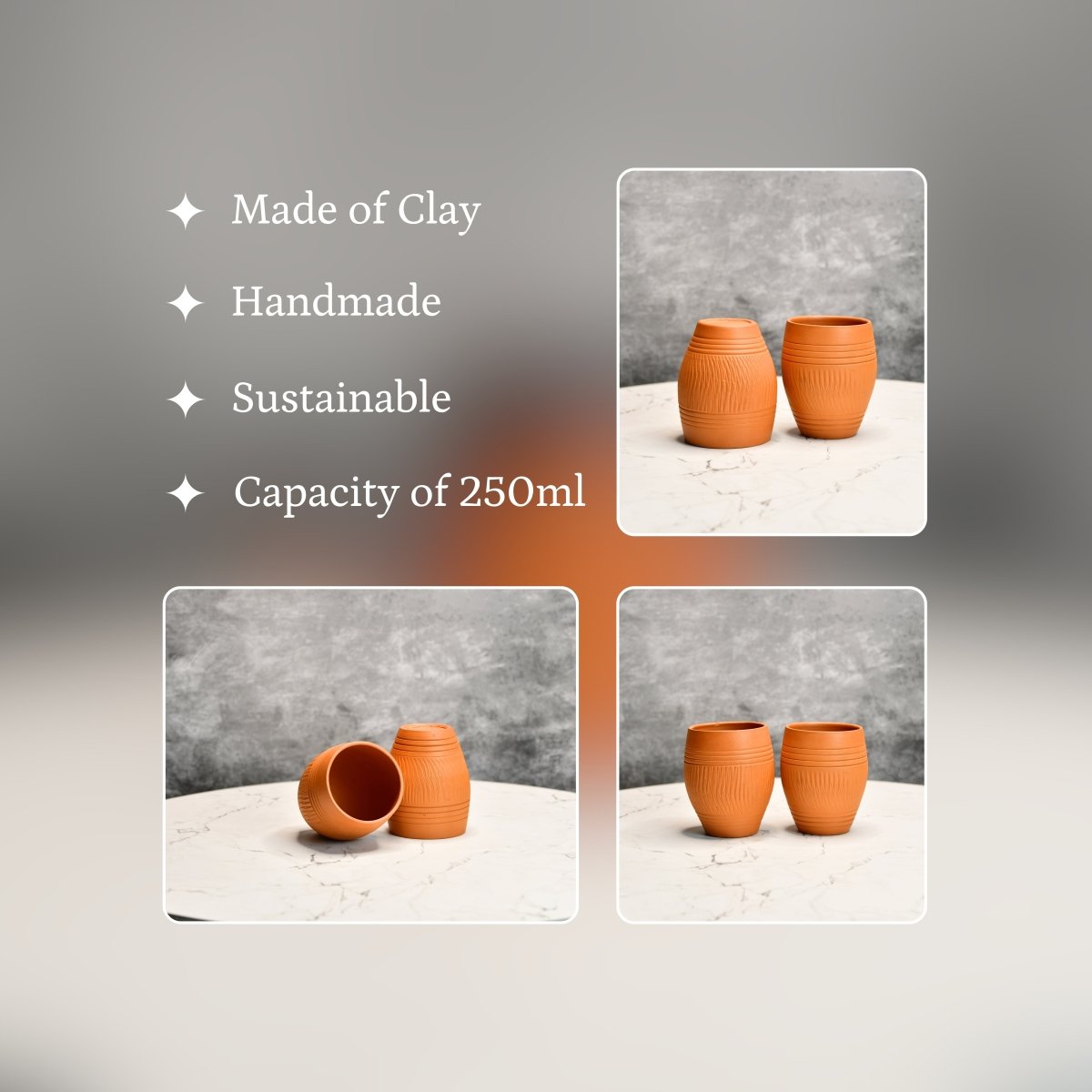 Terracotta Lassi Mug Set: Artisanal Elegance, Functional Design. - Utensils - Sowpeace - glasses - New Arrivals