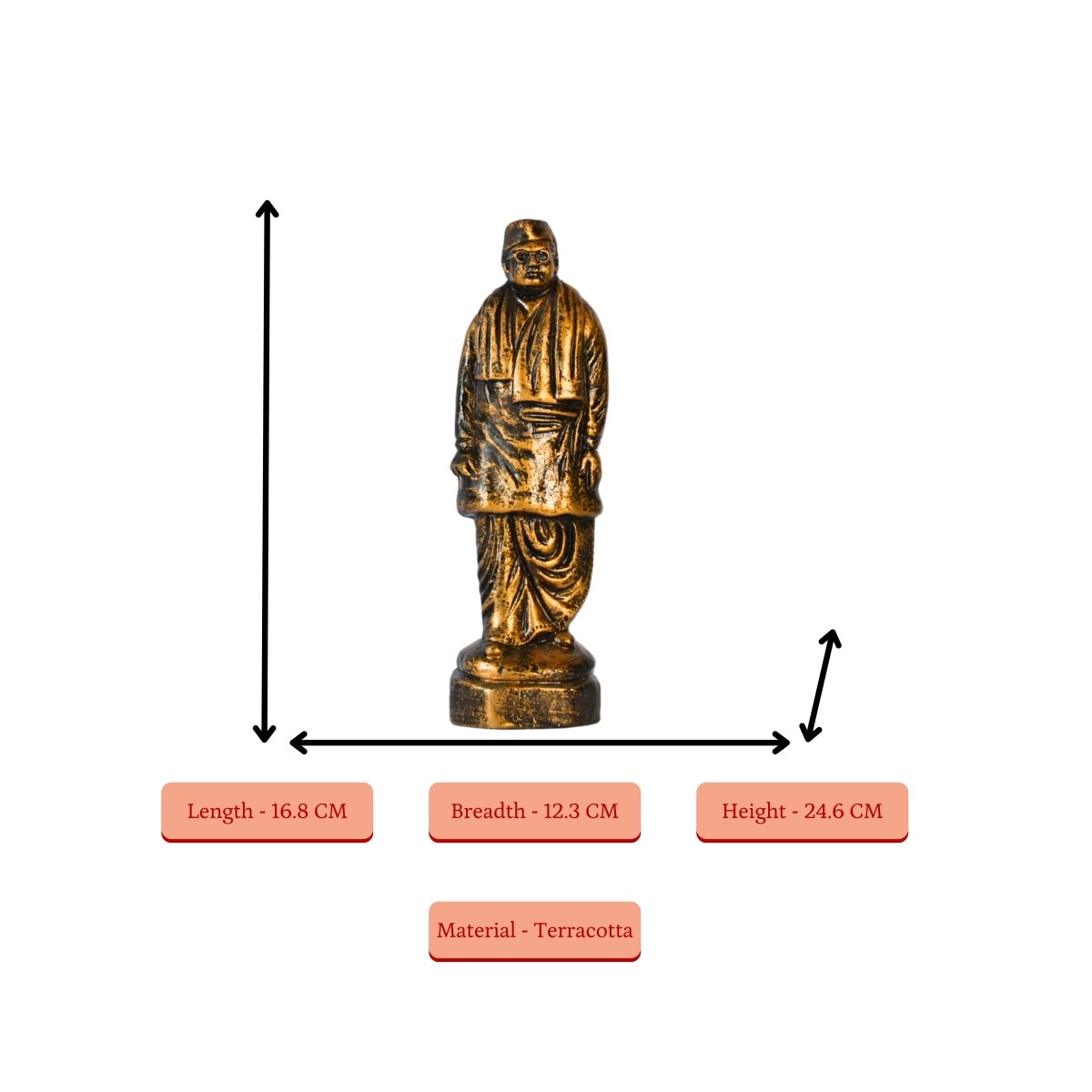 Terracotta Netaji Statue: Artisan - Made Tabletop Decor Masterpiece - terracotta tabletop - Sowpeace - New Arrivals - Tabletop