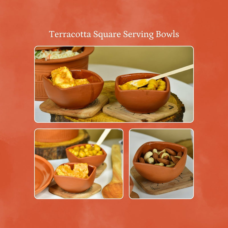 Terracotta Square Serving Bowl: Artistic Kitchen Elegance – view 4
