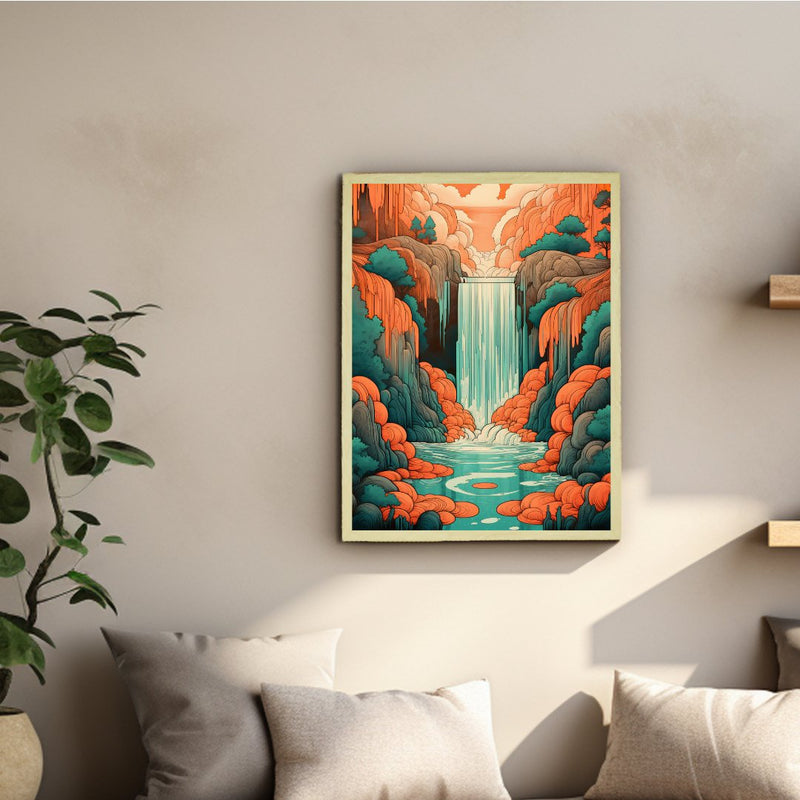 Sowpeace's Handcrafted Boho Day-Night Waterfall Line Art – Premium Set of 2, Indian-Inspired Canvas Prints – view 4