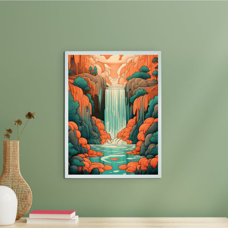 Sowpeace's Handcrafted Boho Day-Night Waterfall Line Art – Premium Set of 2, Indian-Inspired Canvas Prints – view 1