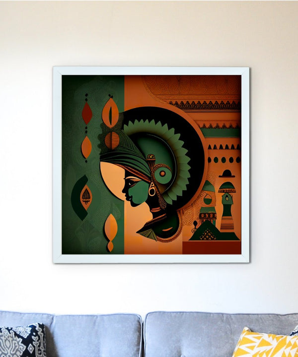 Sowpeace's Handcrafted Rajasthani Fusion Wall Art – Seagreen, Terracotta, Earth Black, Set of 3 Premium Decor — main view
