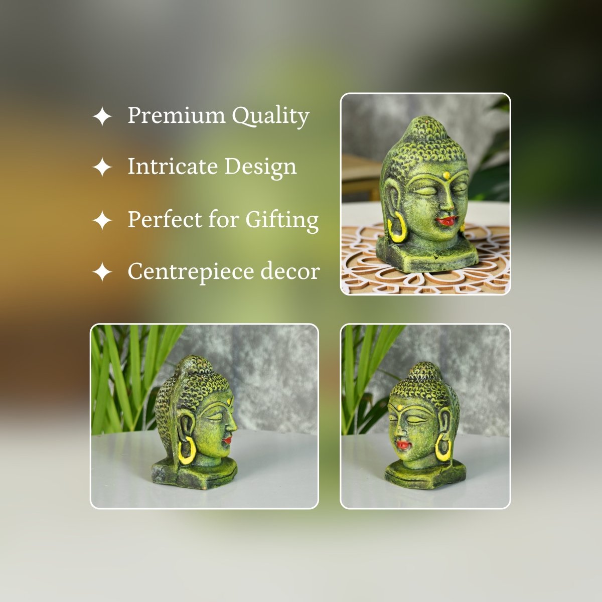 White Terracotta Buddha Head: Artisan Home Decor - terracotta tabletop - Sowpeace - Buddha - God Idols