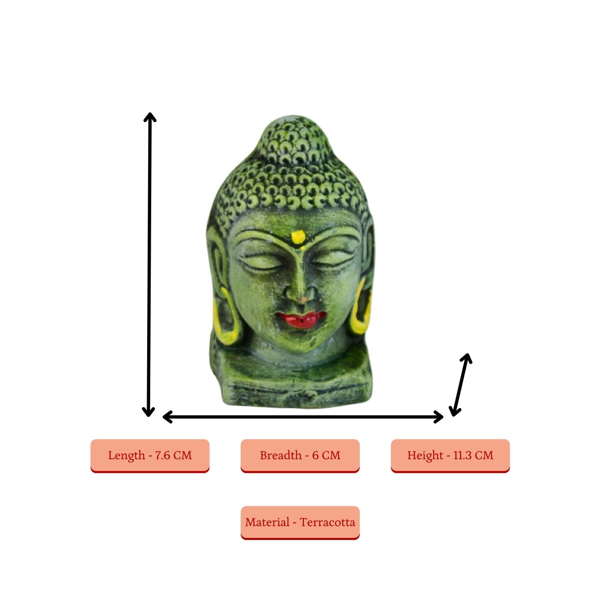 White Terracotta Buddha Head: Artisan Home Decor - terracotta tabletop - Sowpeace - Buddha - God Idols