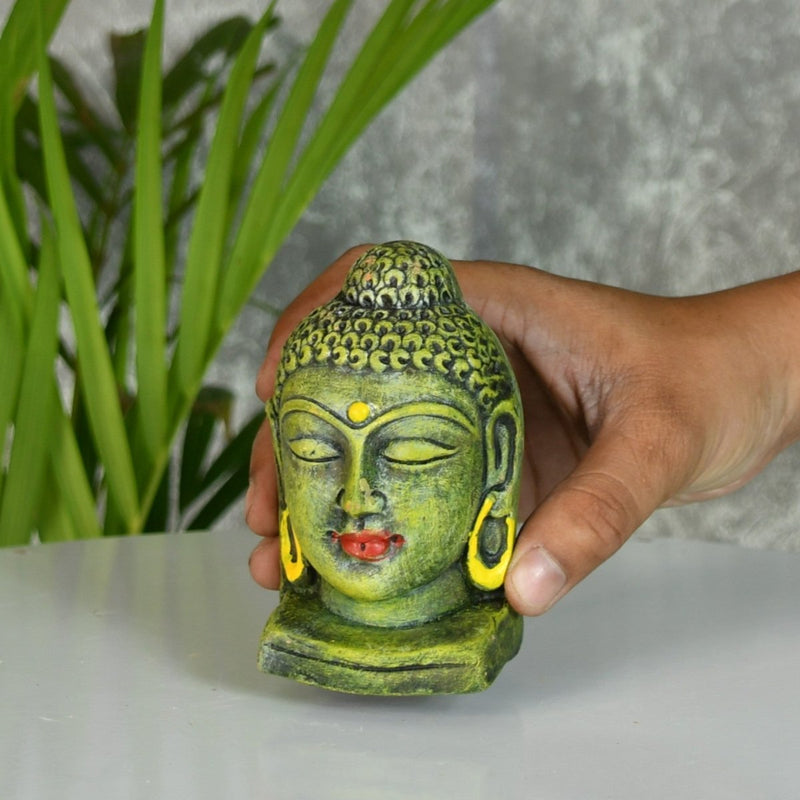 White Terracotta Buddha Head: Artisan Home Decor – view 6
