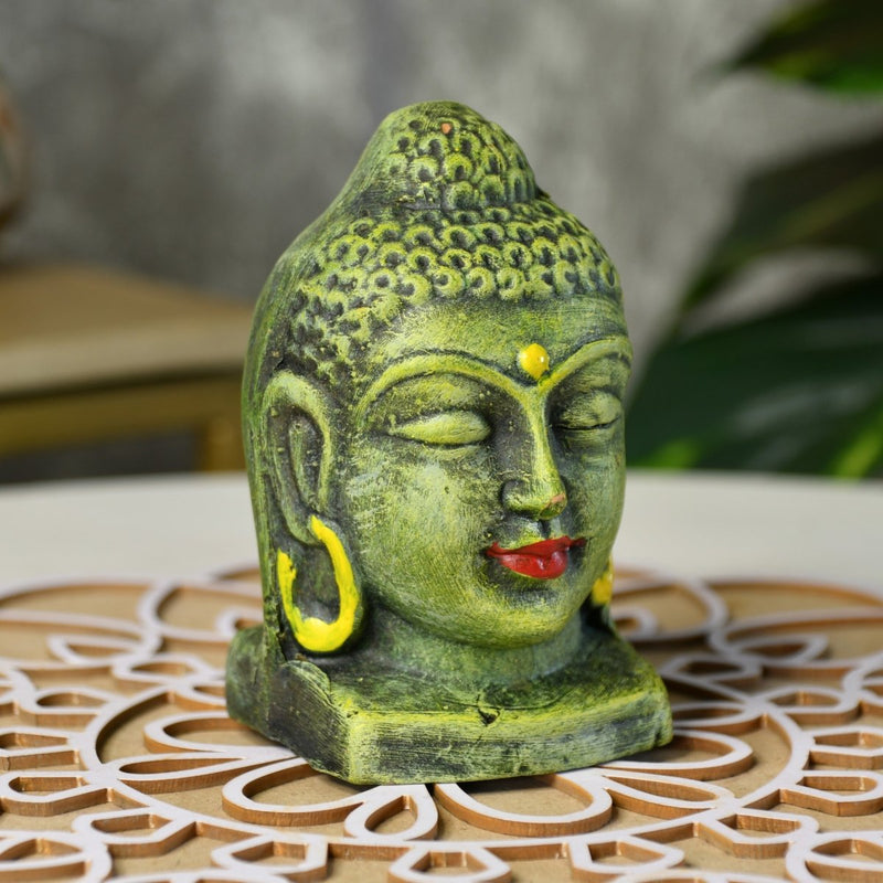 White Terracotta Buddha Head: Artisan Home Decor – view 1